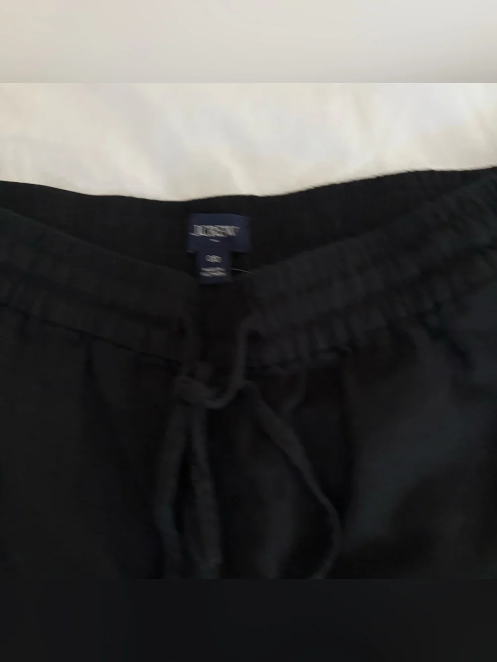 Linen blend black drawstring shorts